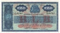 British Linen Bank 5 Pounds,  9. 7.1956